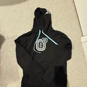Overtime Black Hoodie with Teal Drawstrings